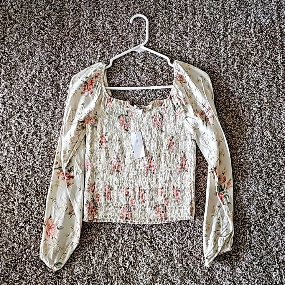 Patterned Long Sleeve Crop Top